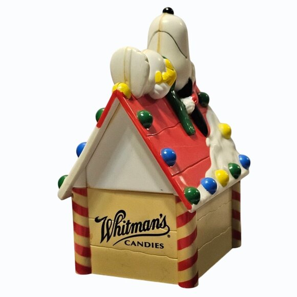 Snoopy Christmas Doghouse Coin Bank By Whitmans Candies Vintage Holiday Decor - Picture 8 of 12